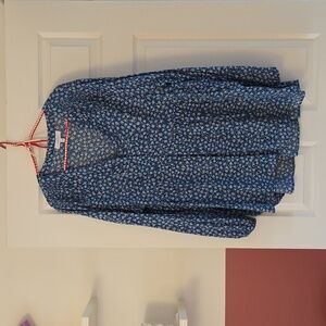 Blue Floral Long Sleeve Top